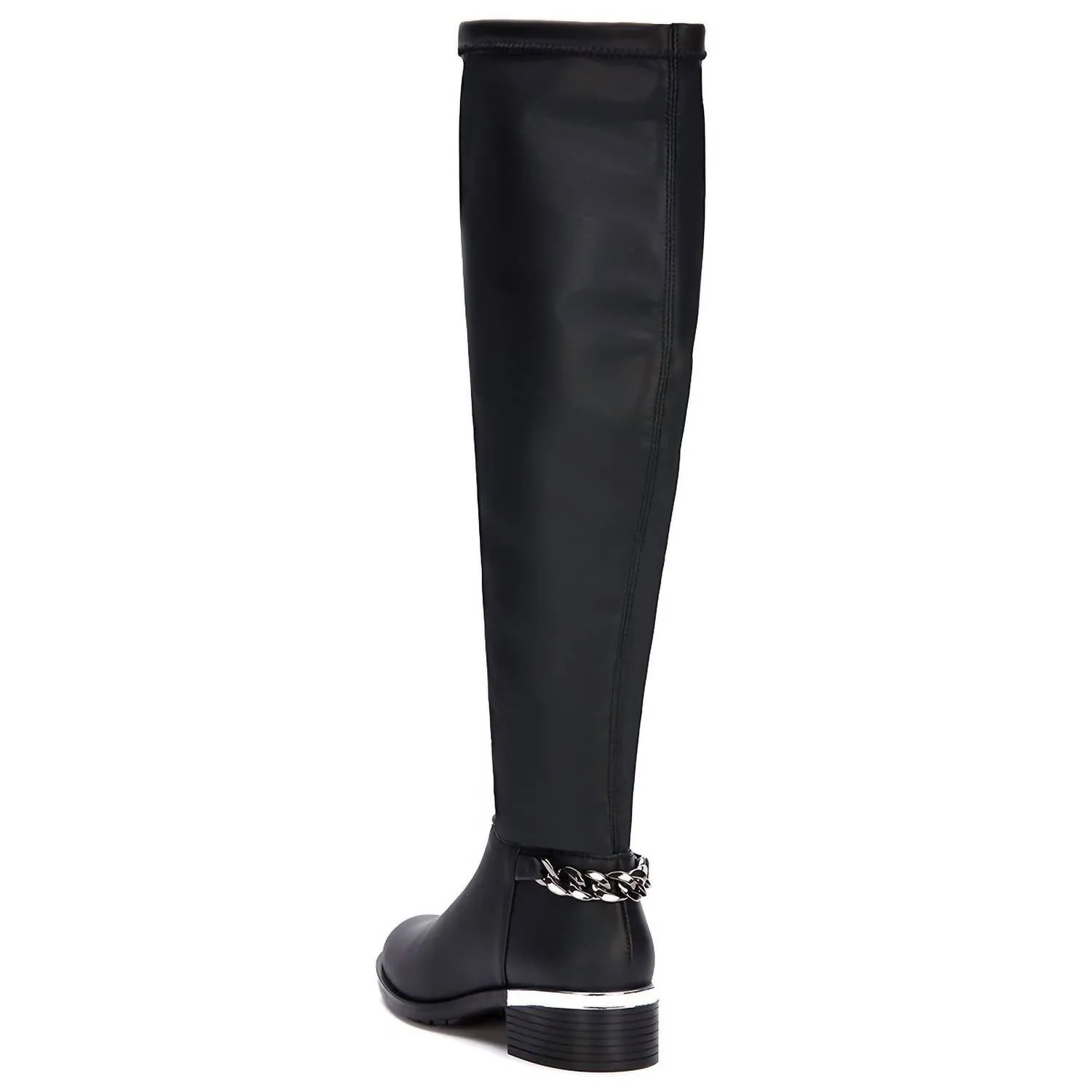 Women's Tall Riding Boots With Chain Accent In Black