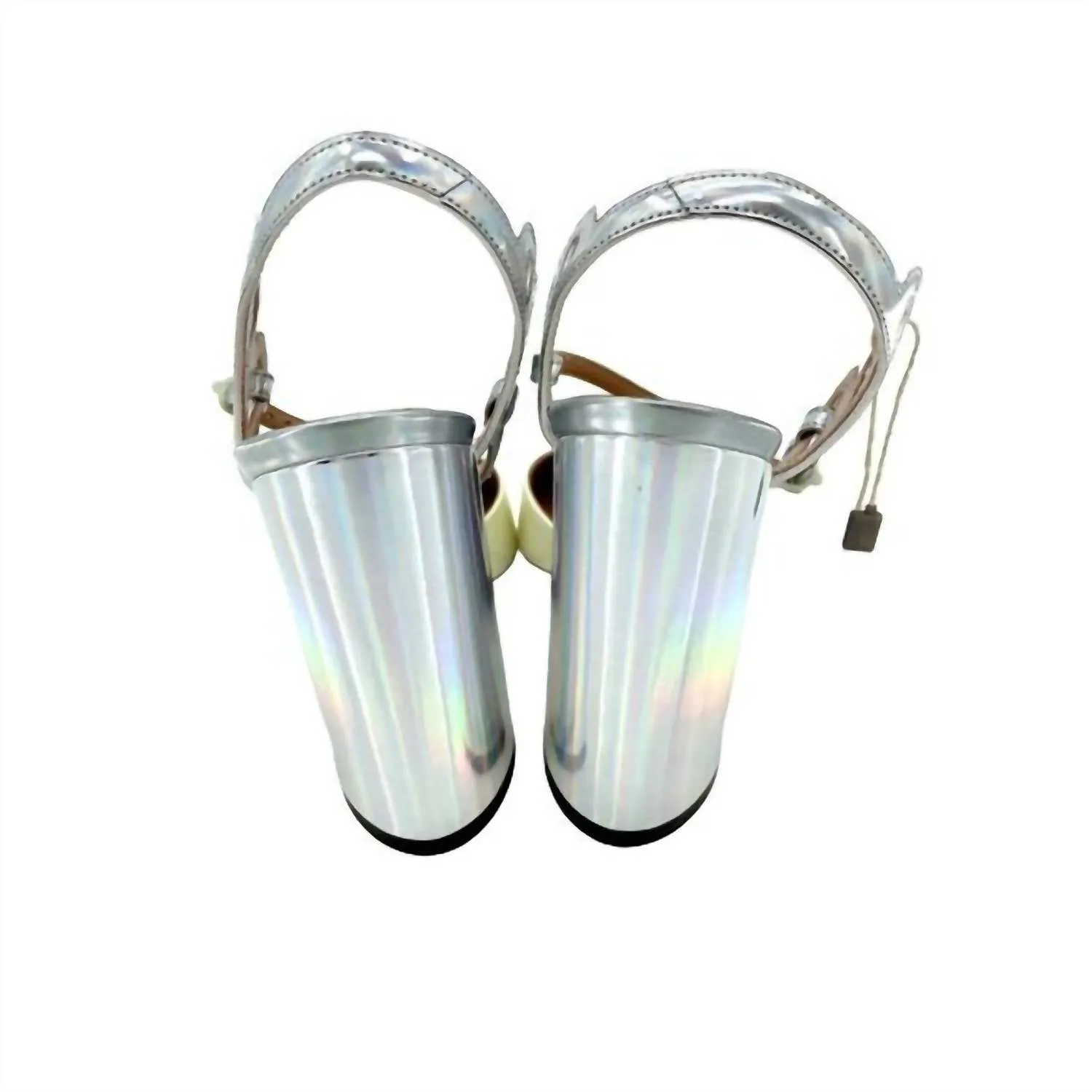 Women's Vernice Lame Patent Leather Block Heel Pumps In Yellow, Silver