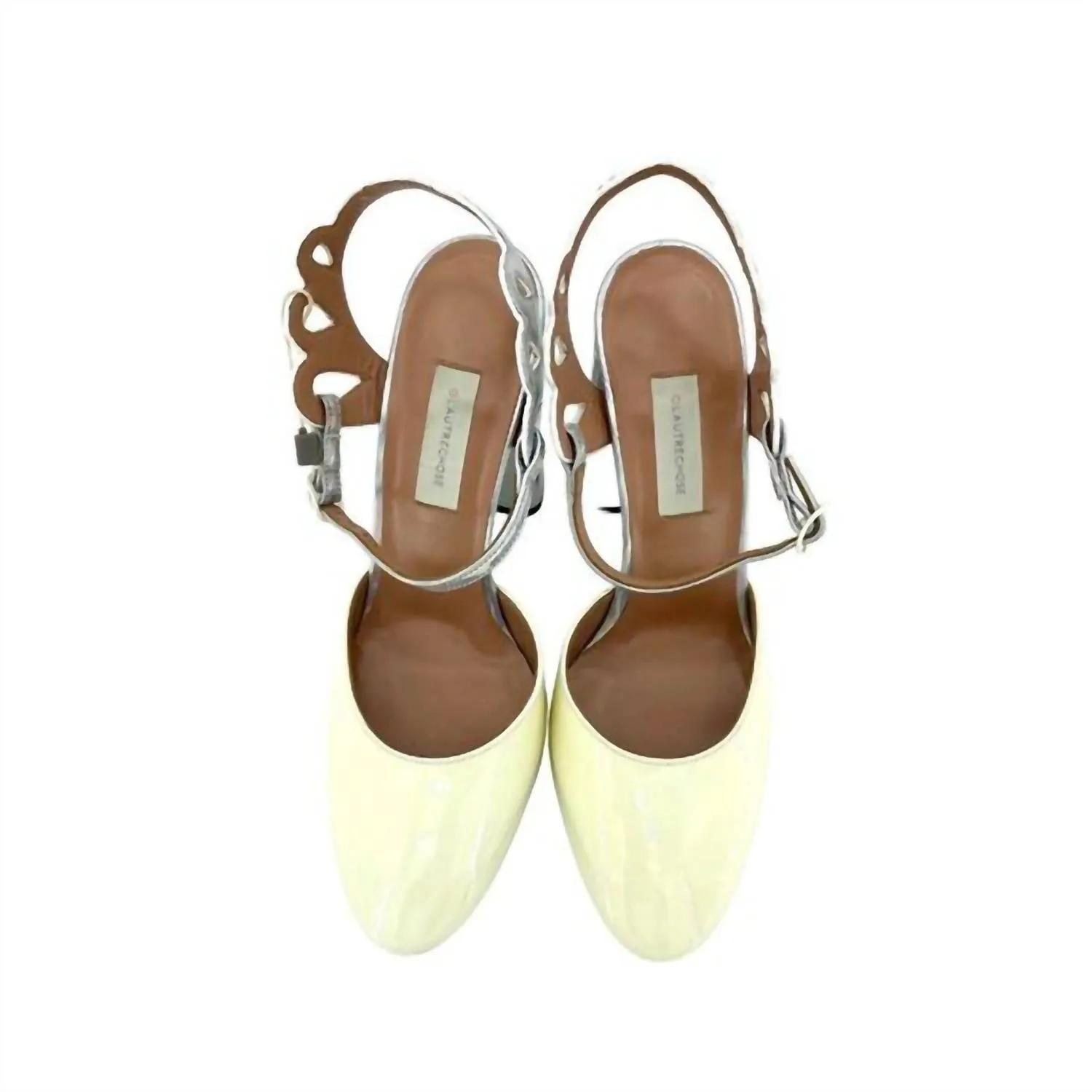 Women's Vernice Lame Patent Leather Block Heel Pumps In Yellow, Silver