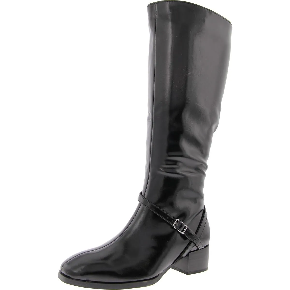 Womens Wide Calf Faux Leather Knee-High Boots
