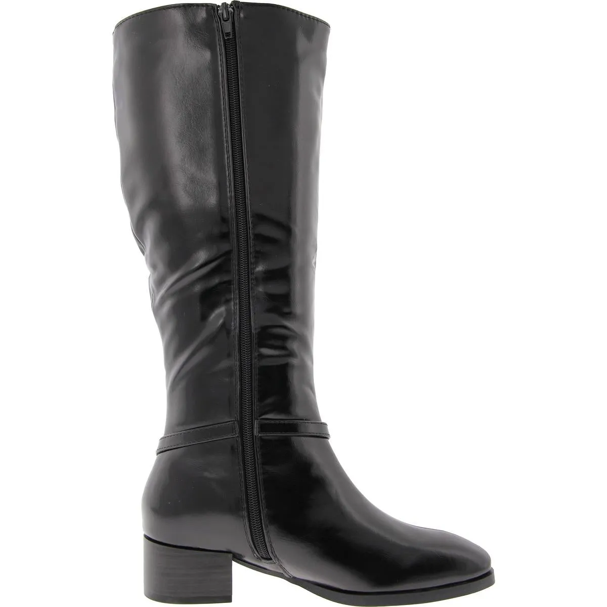 Womens Wide Calf Faux Leather Knee-High Boots