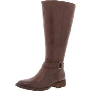Womens Wide Calf Leather Knee-High Boots