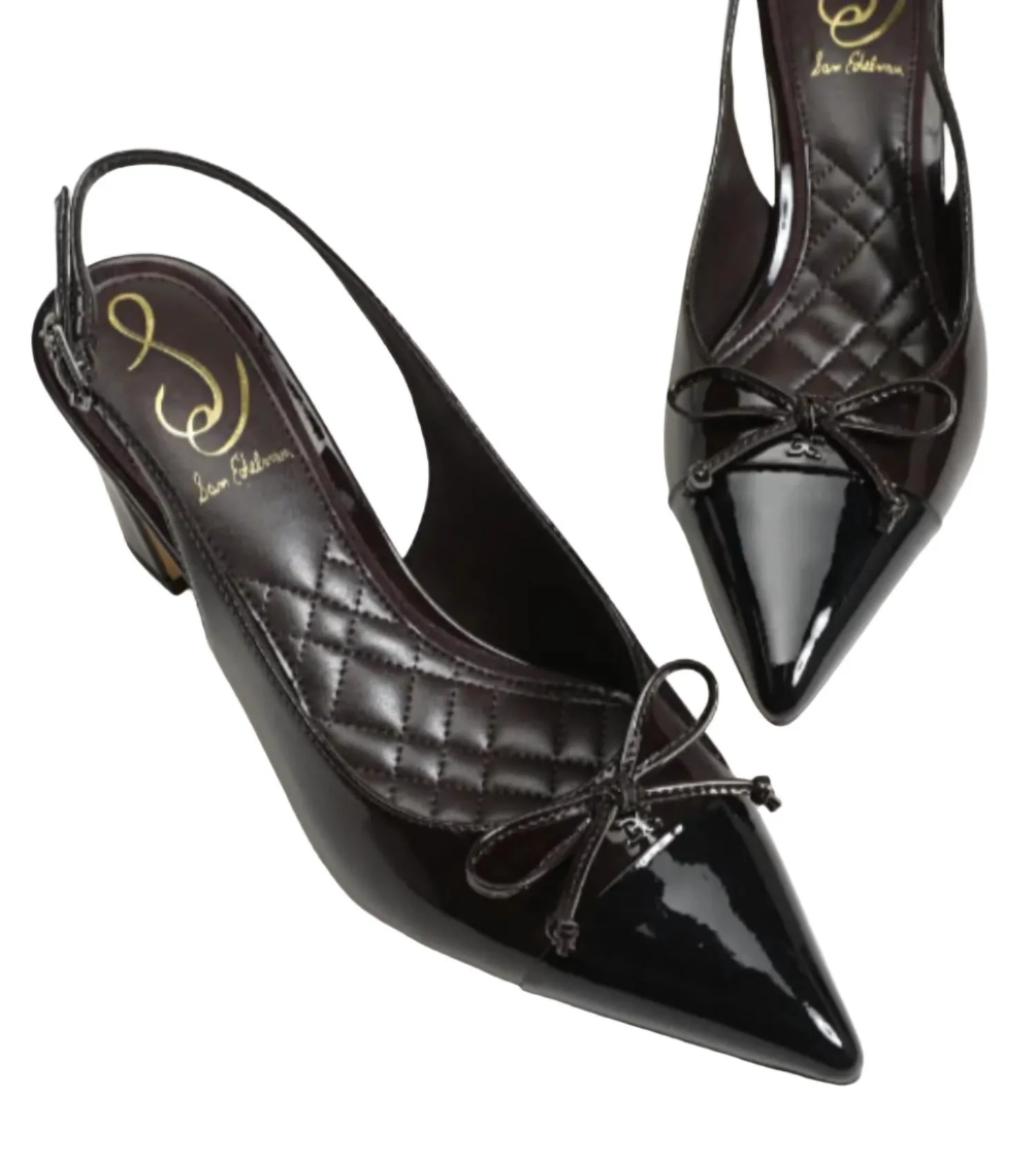Women's Willette Slingback Block Heel In Rich Chocolate/black Patent