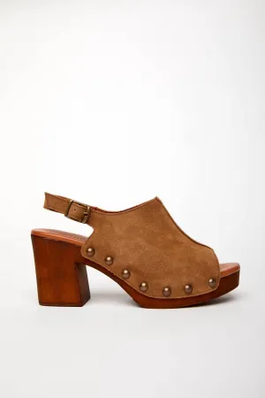 Women's Winnie Heels In Camoscio Sigaro