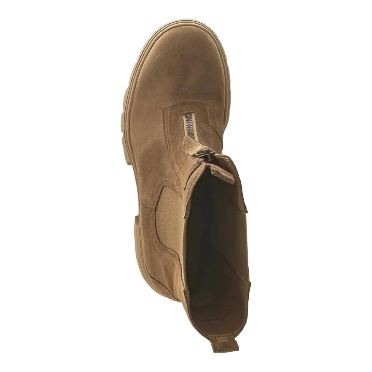 Women's Zip Closure Boots In Lion (Caramel) Suede