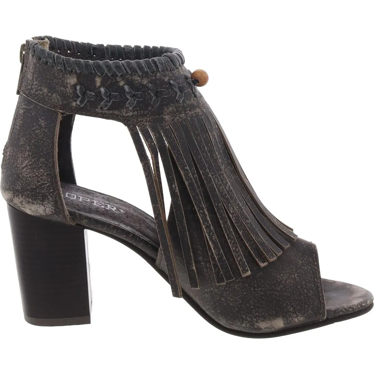 Womens Zipper Block Heels