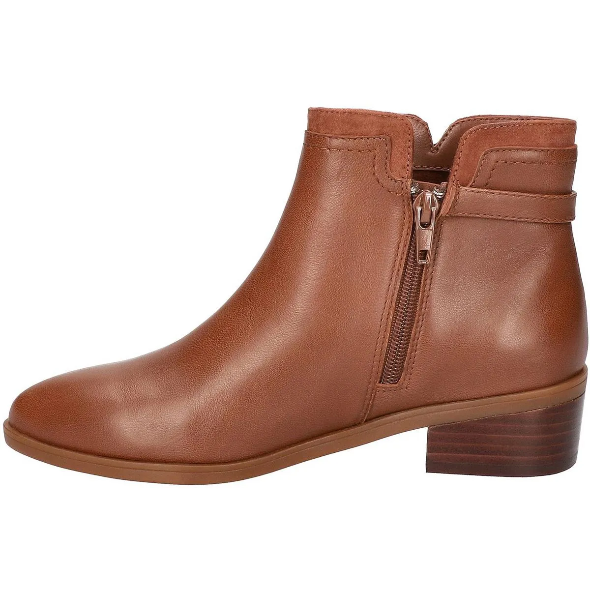 Womens Zipper Faux Leather Ankle Boots
