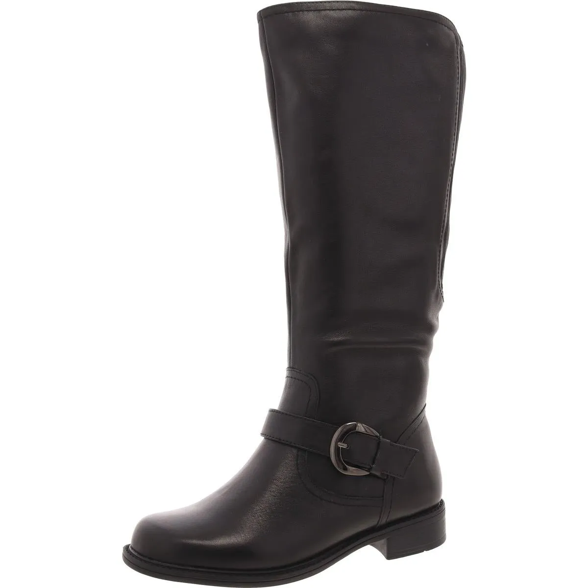 Womens Zipper Faux Leather Knee-High Boots