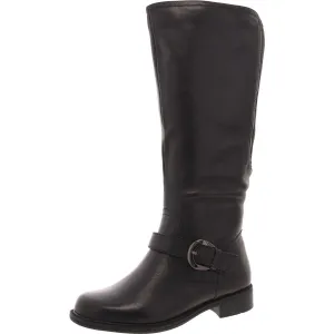 Womens Zipper Faux Leather Knee-High Boots