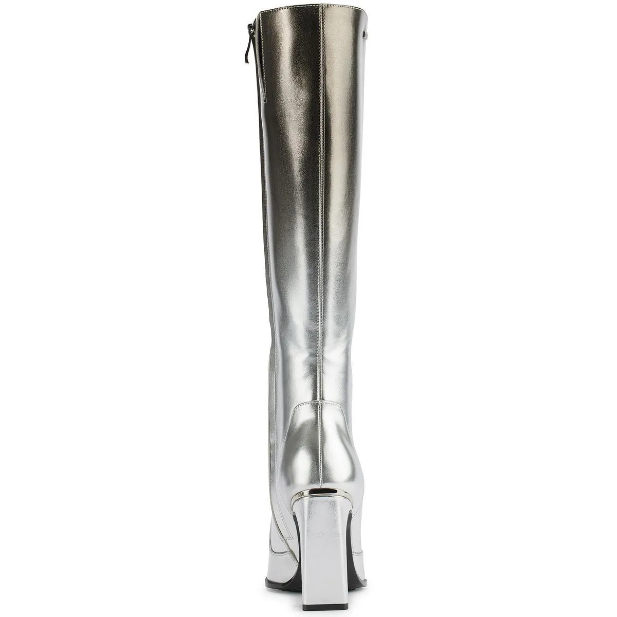 Womens Zipper Faux Leather Knee-High Boots
