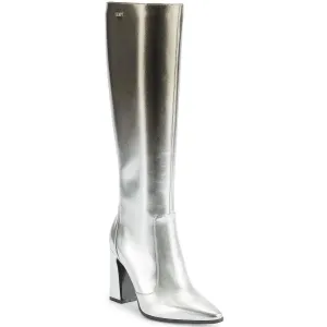 Womens Zipper Faux Leather Knee-High Boots
