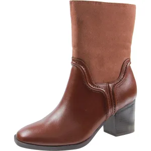 Womens Zipper Faux Leather Mid-Calf Boots