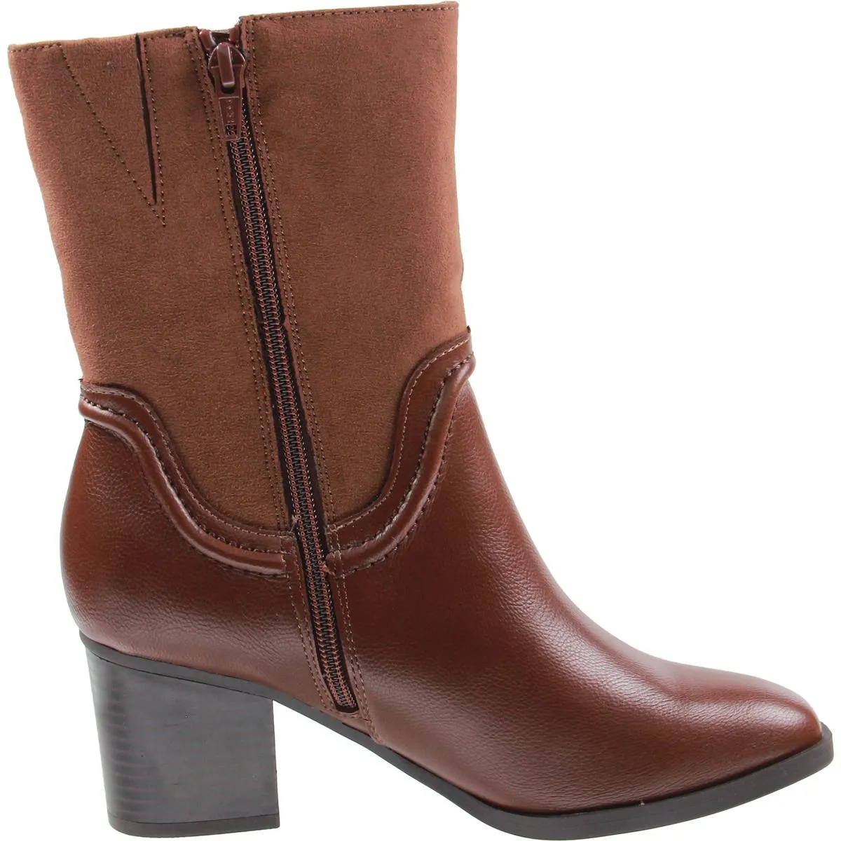 Womens Zipper Faux Leather Mid-Calf Boots