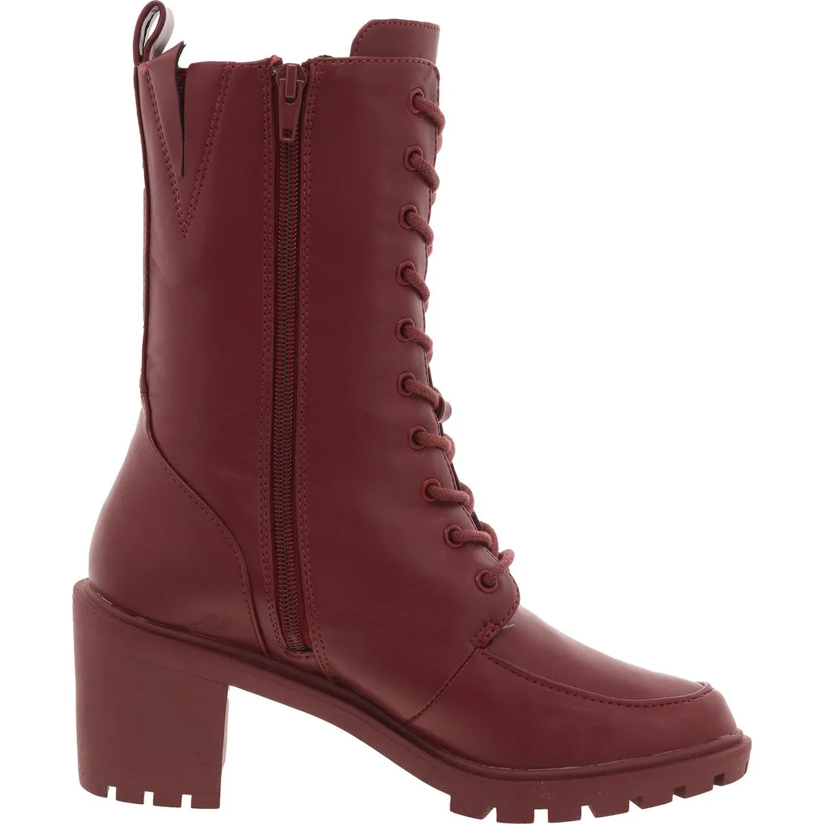 Womens Zipper Man Made Combat & Lace-Up Boots