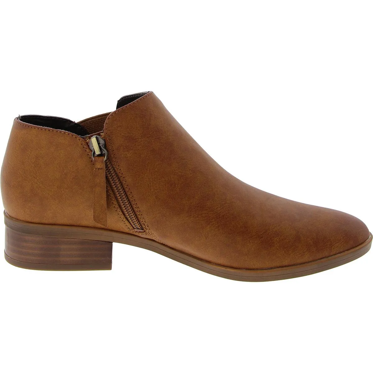 Womens Zipper Manmade Block Heels