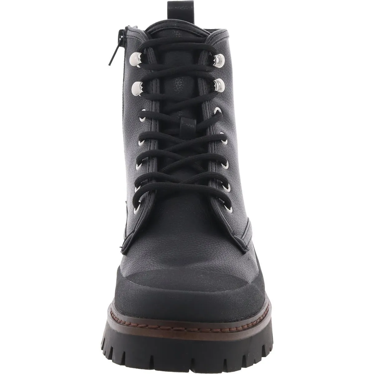 Womens Zipper Manmade Combat & Lace-Up Boots