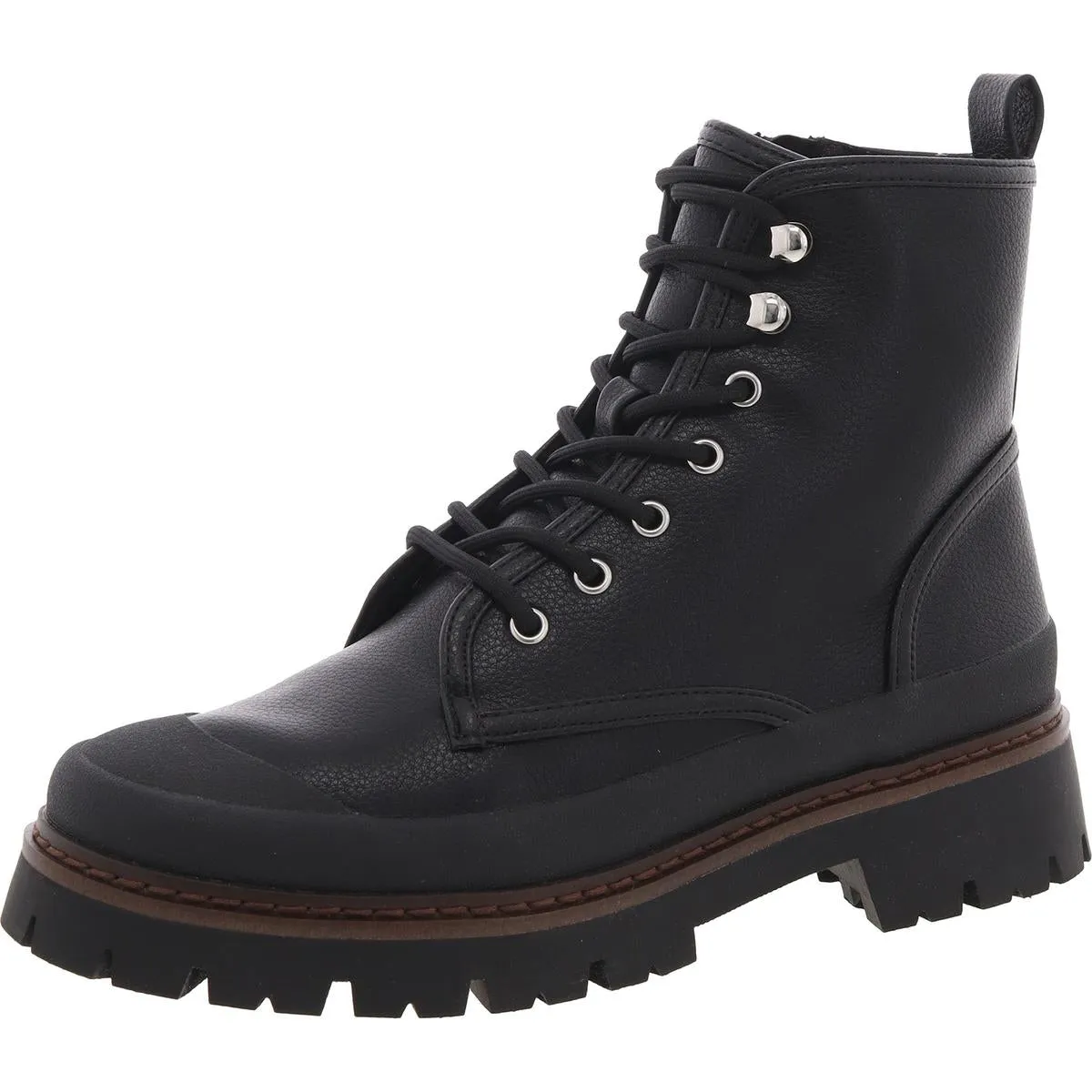 Womens Zipper Manmade Combat & Lace-Up Boots