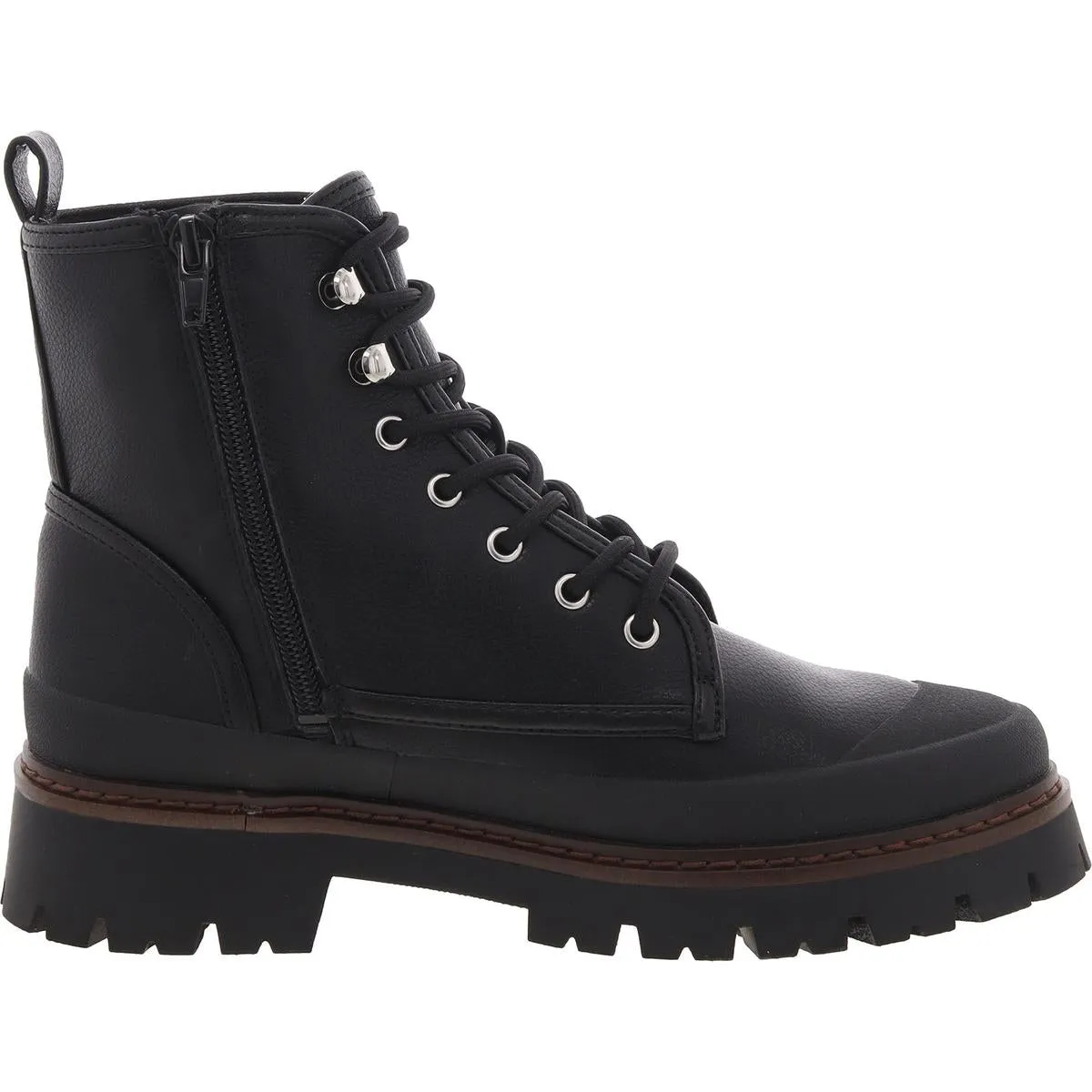Womens Zipper Manmade Combat & Lace-Up Boots