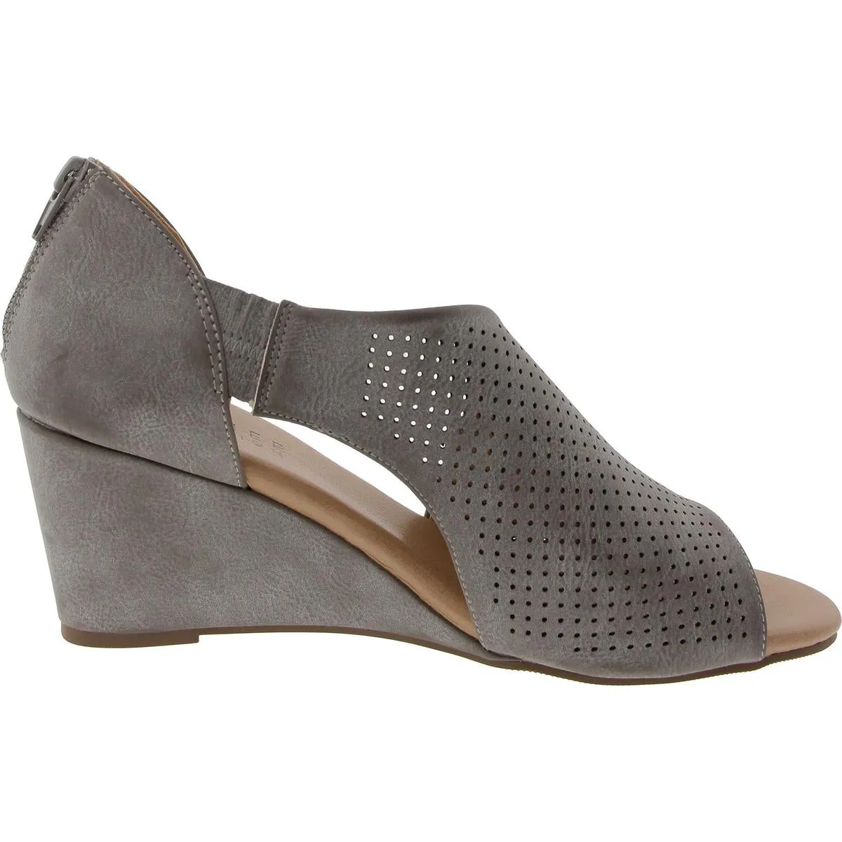 Womens Zipper Manmade Wedge Heels