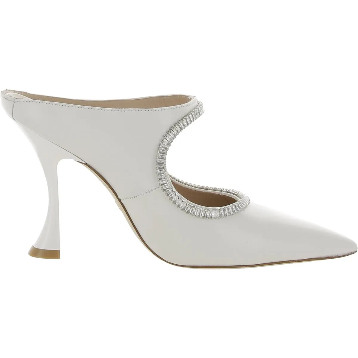 Xcrve Crystal Womens Leather Cut-Out Mules