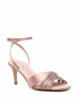 Xilia Heeled Sandals In Bisque Satin