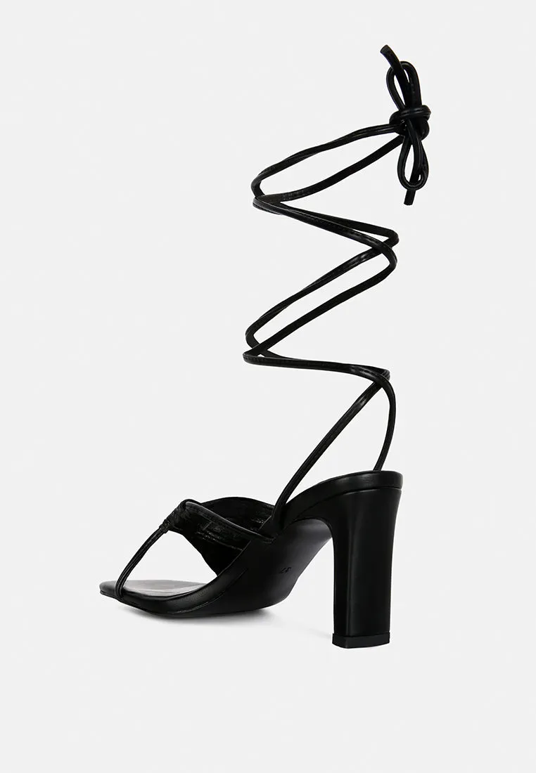 xuxa metallic tie up block heel sandals