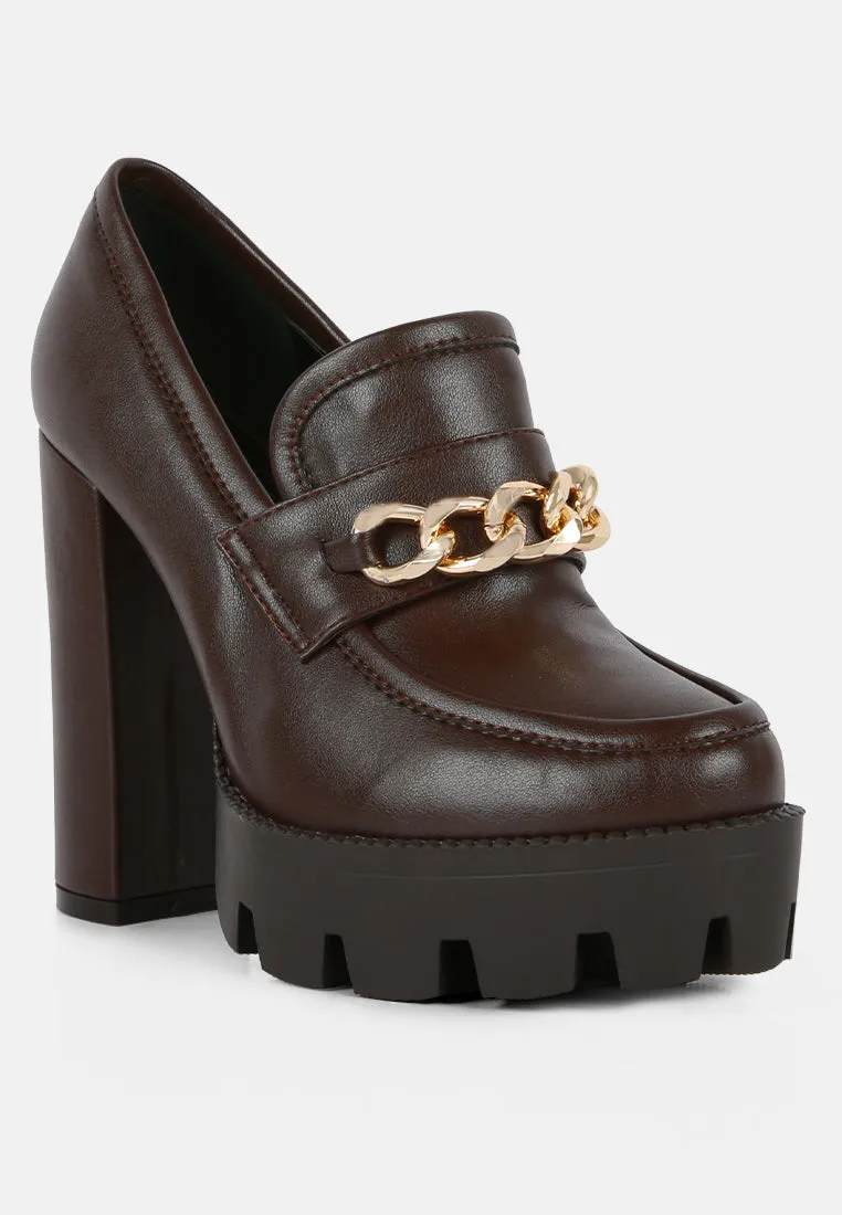 y2k chunky high block heeled loafers