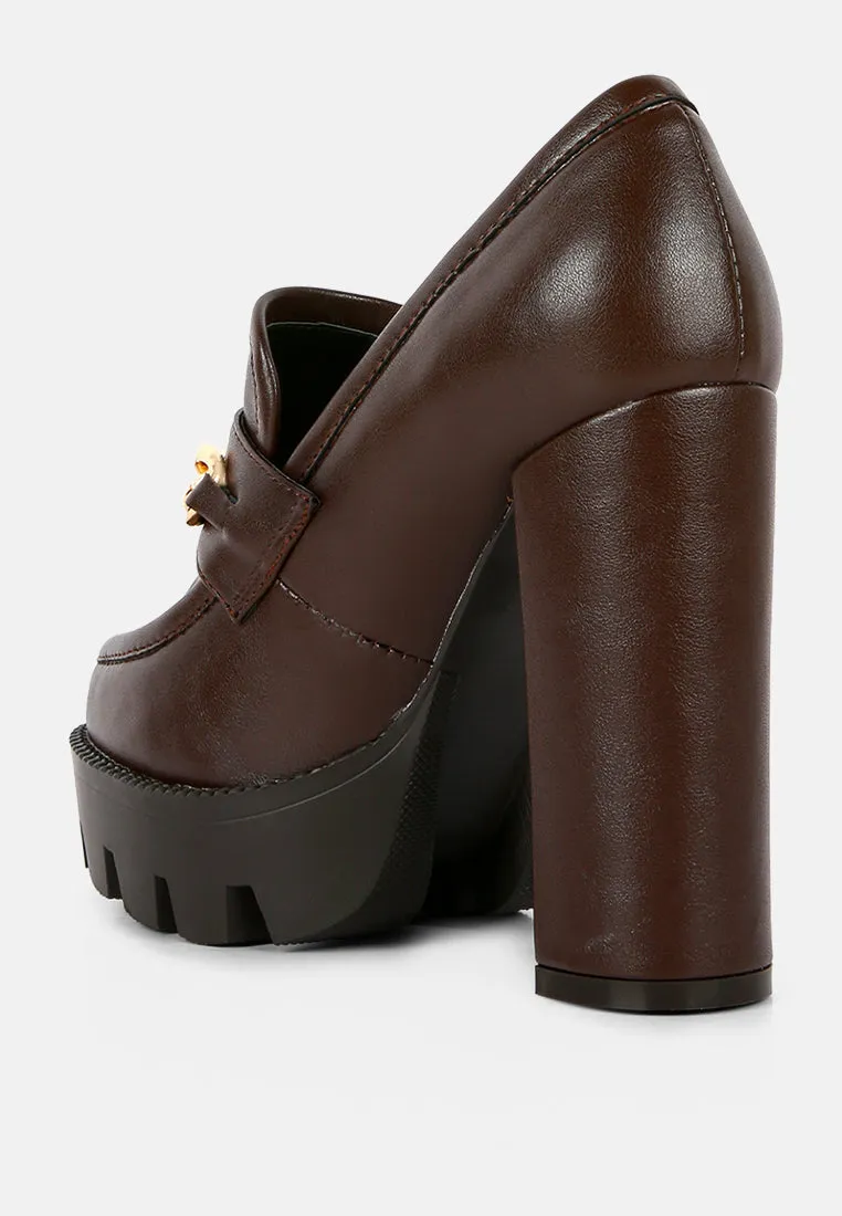 y2k chunky high block heeled loafers