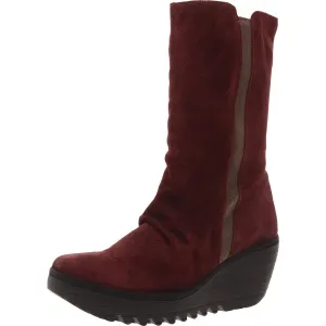 Yemy 408 Womens Zipper Suede Mid-Calf Boots