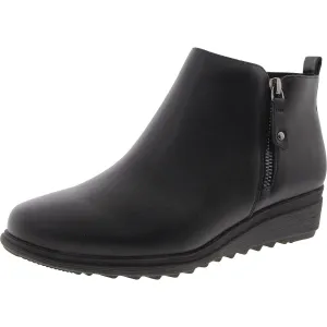 YENA 3 Womens Zipper Faux Leather Ankle Boots