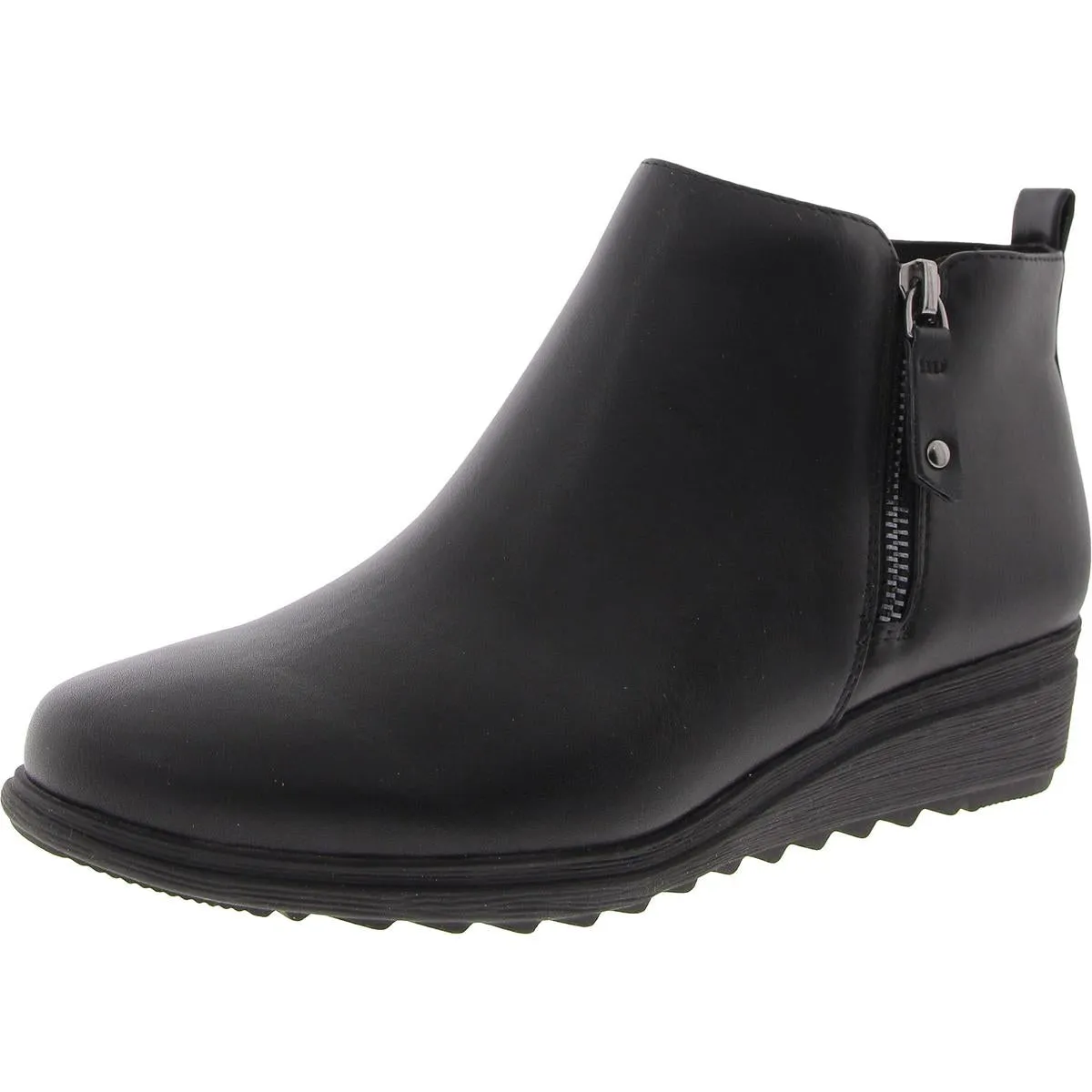 YENA 3 Womens Zipper Faux Leather Ankle Boots