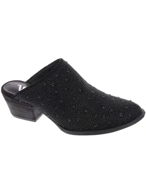 Zeena Womens Rhinestone Slip-On Mules