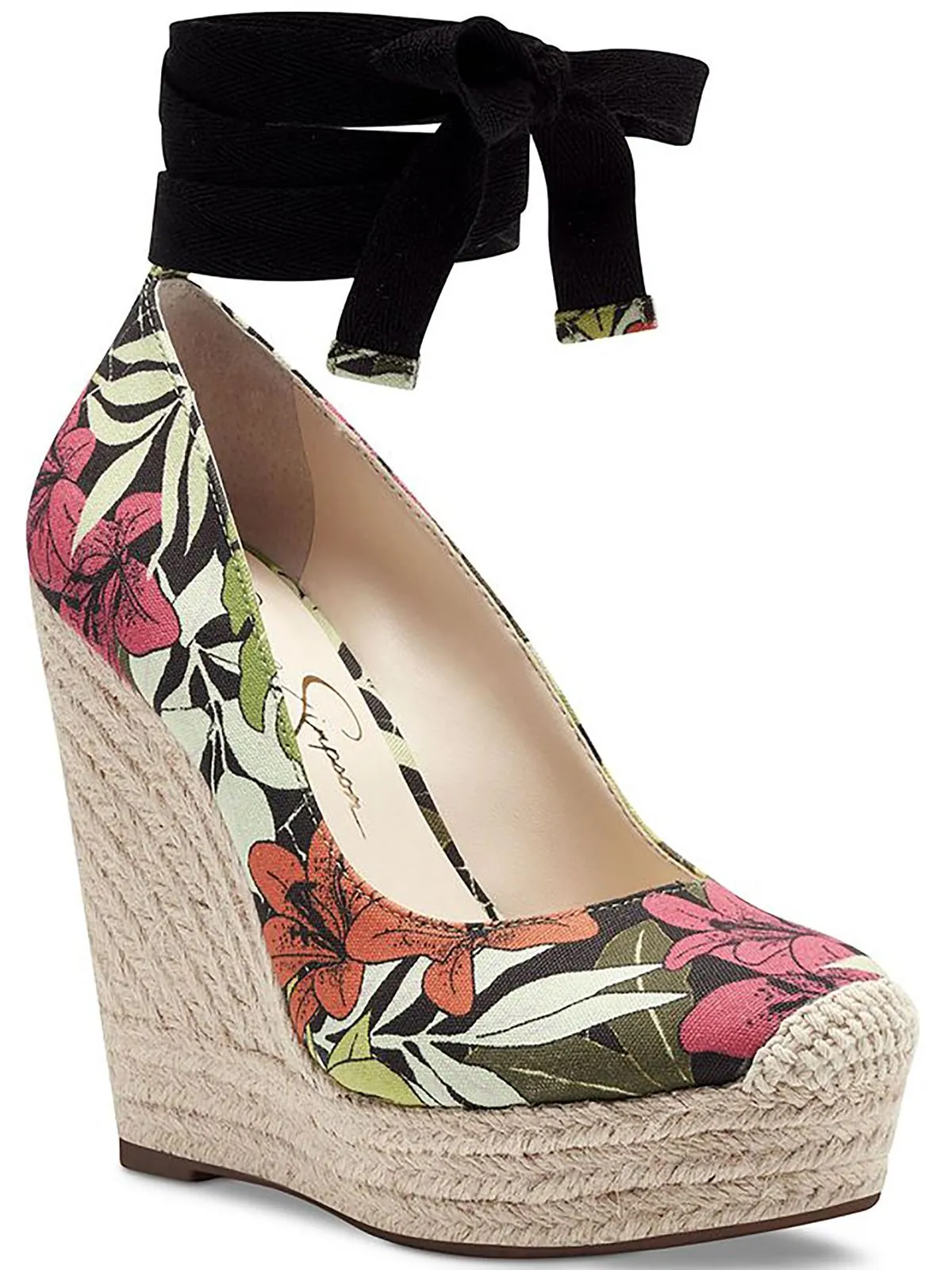 Zexie Womens Canvas Wrap Wedge Heels