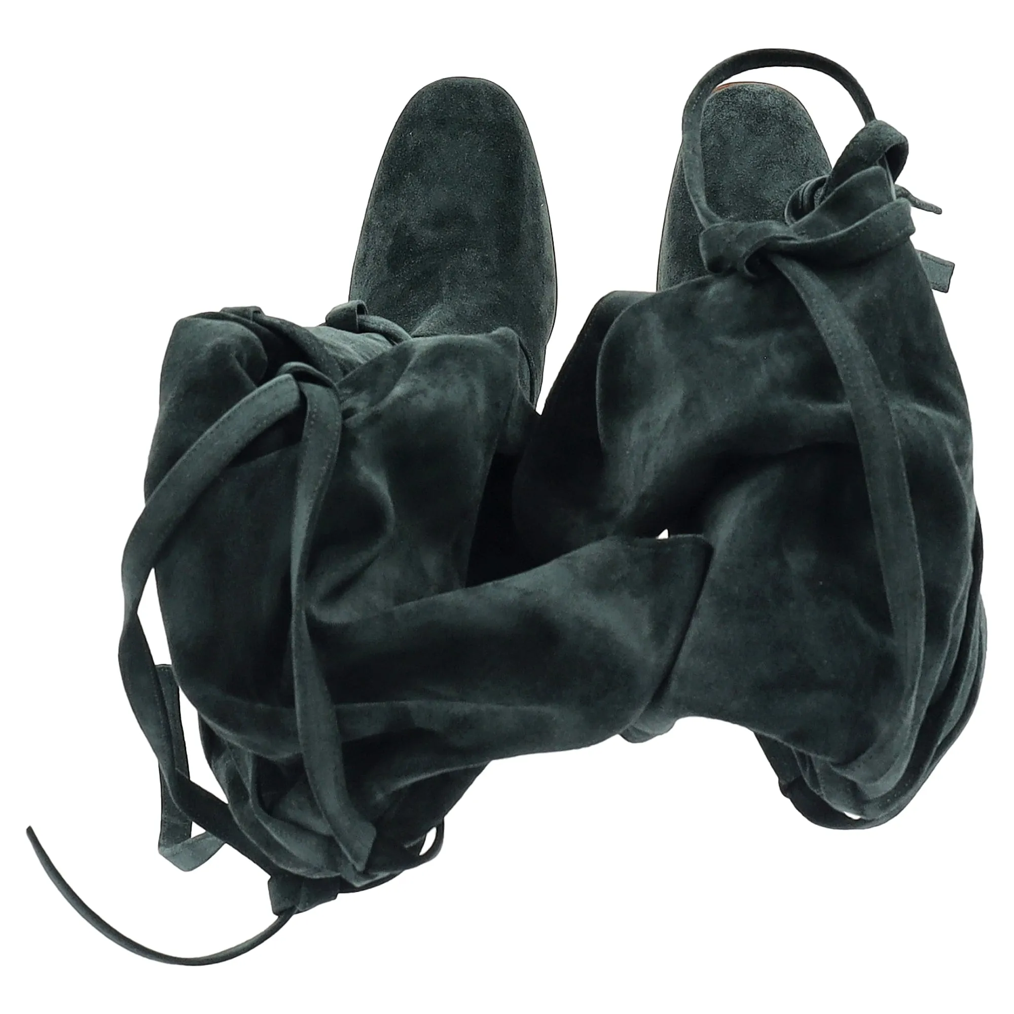 Zimmermann Tie Up Over the Knee Boots in Green Suede